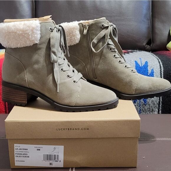 Lucky Brand Jacenia Lace Up Shearling Boots - Picture 1 of 9